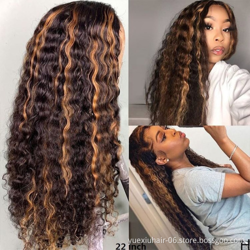 Virgin Cuticle Aligned Brazilian Human Hair Transparent Lace Frontal Highlight HD Lace Front Wig With Baby Hair For Black Women